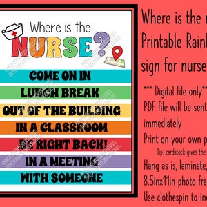 Where is the nurse door sign for school nurse, school health, wall or door decor instant download PDF