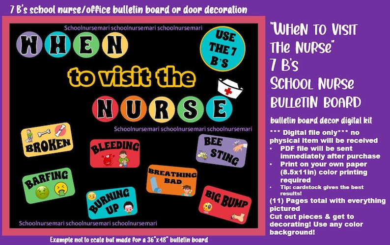 When to Visit the Nurse/7 B's Bulletin Board/door Decor - Etsy