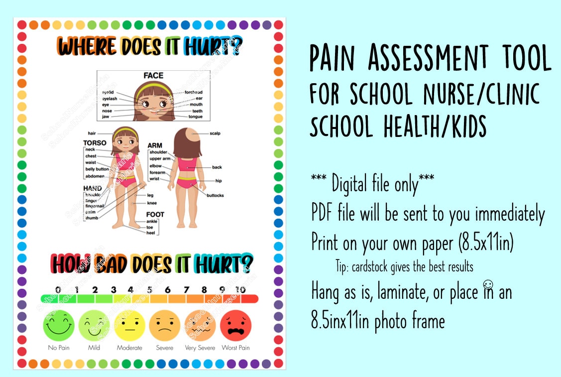 Pain Assessment Tool Clinic Sign for School Nurse School Etsy