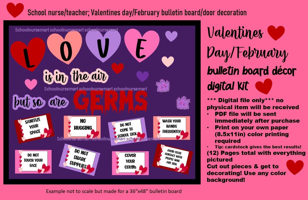 Valentine's Day/february Health Bulletin Board/door Decor Kit for Nurses' Office, School Health