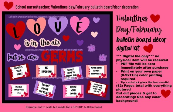 Valentine's Day/february Health Bulletin Board/door Decor Kit For Nurses' Office, School Health, Teacher Decor Instant Download ( - UK