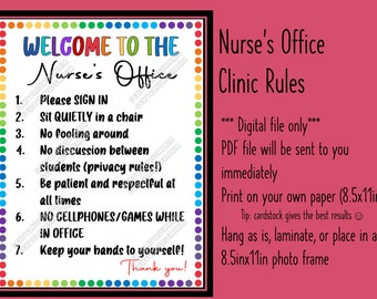 Clinic Poster: School Health Office Decor (digital Download) When You Enter Sign - UK