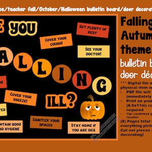 Autumn/Fall Falling ill healthy habits bulletin board/door decor kit for nurse&#39;s office, school health, teacher decor instant download (PDF)