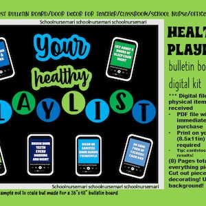 Healthy Playlist Bulletin Board Decor Kit: School Nurse Office (PDF)