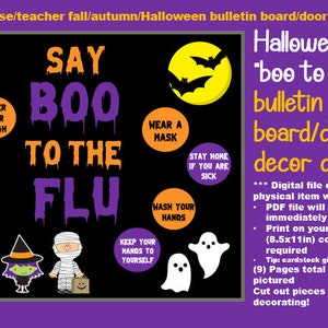 Halloween &quot;boo to the flu&quot; bulletin board/door decor kit for nurses office, school health, teacher, classroom decor instant download (PDF)