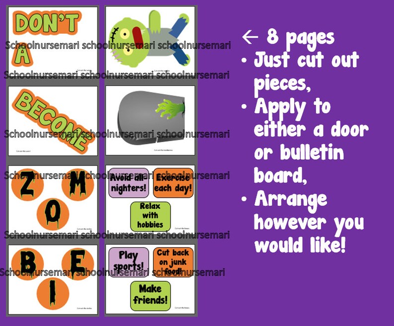 Halloween Zombie Bulletin Board Kit: School Nurse Classroom Decor (PDF ...