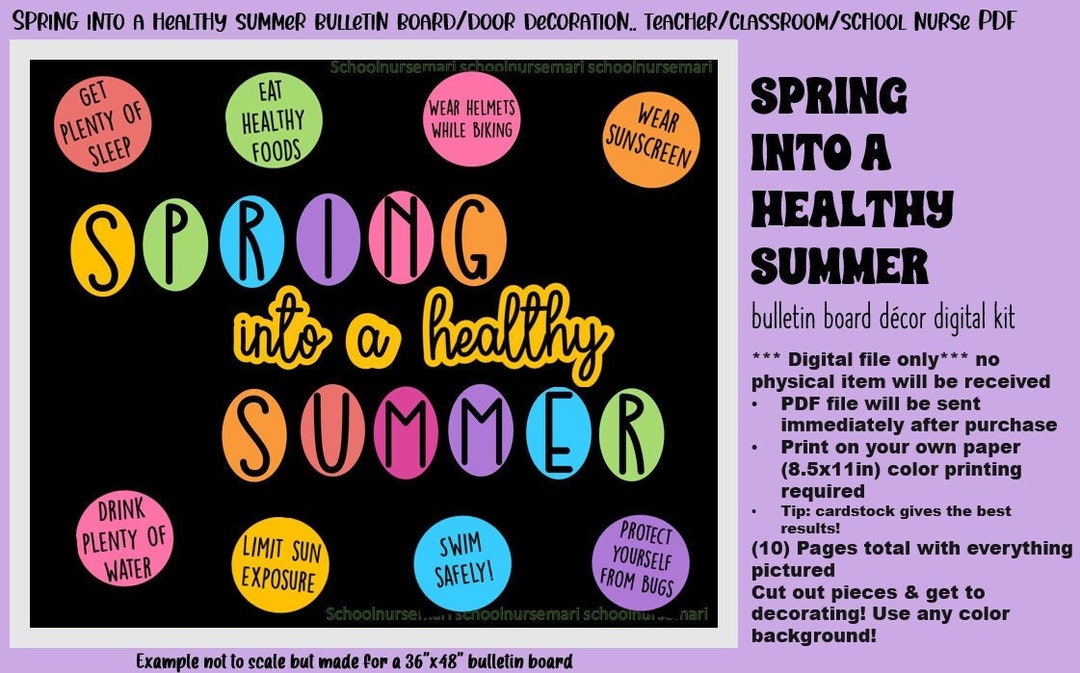 Spring Into a Healthy Summer Bulletin Board/door Decor Kit for Nurses ...