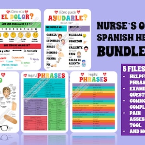 Nurse&#39;s Office/School Nurse Spanish translation help for students and nurses 5 in 1 BUNDLE (PDF)
