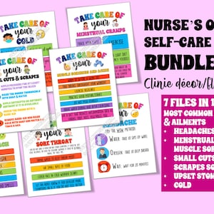 Nurse&#39;s Office/School Nurse Self Care tips for students and kids 7 in 1 BUNDLE