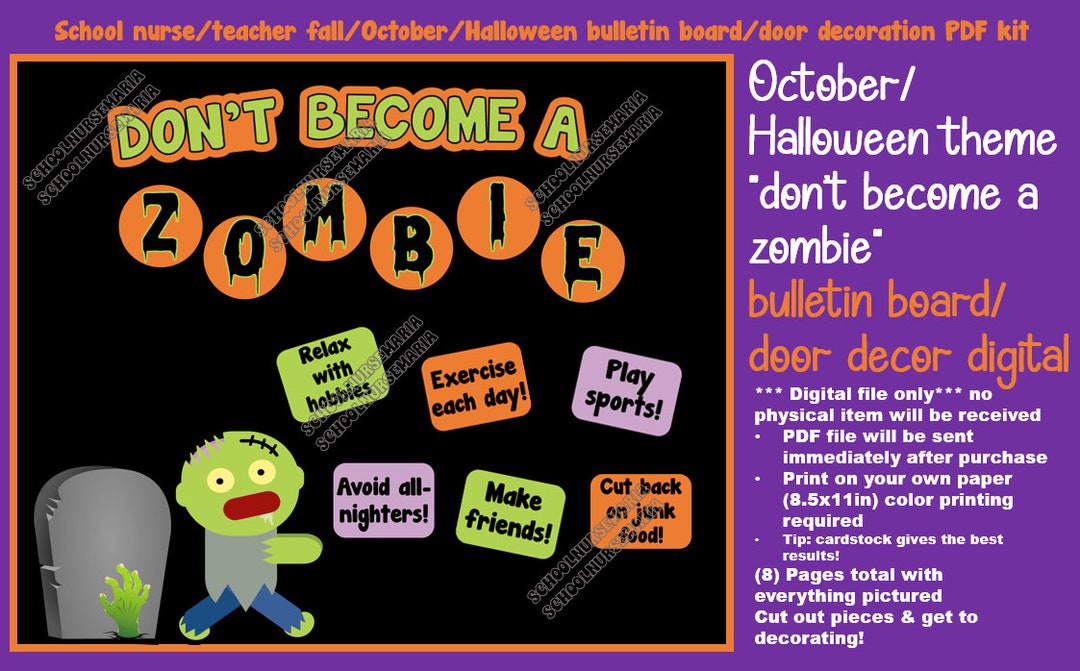 Halloween/october zombie Bulletin Board/door Decor Etsy