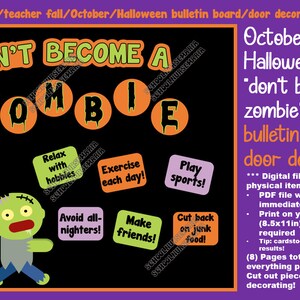 Halloween Zombie Bulletin Board Kit: School Nurse Classroom Decor (PDF)
