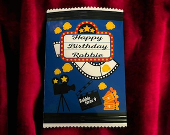 Movie theme party favor chip bags netflix birthday