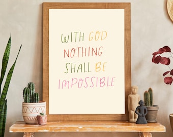 Christian Scripture Wall Art – "With God Nothing Shall Be Impossible" (Digital Download)