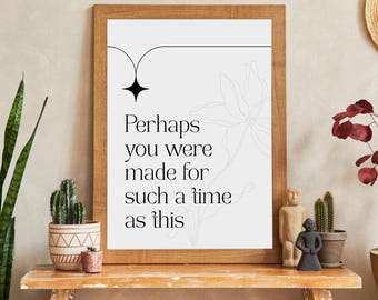 Esther 4:14 Scripture Print | Minimalist Gray Bible Verse Wall Art (Digital Download)