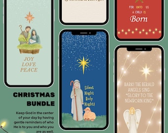 Christian Nativity Phone Wallpaper, Christmas Nativity Scene Background, Baby Jesus Manger - (Digital Download)