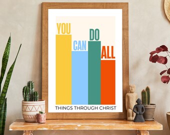 Philippians 4:13 Scripture Art | Colorful Faith Wall Decor (Digital Download)