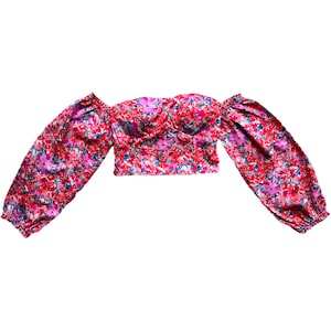 Top con hombros descubiertos y estampado floral (rosa)