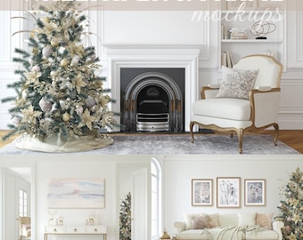 CHRISTMAS wall & frame mockups | Adjustable frames | Blank wall | Interior mockup
