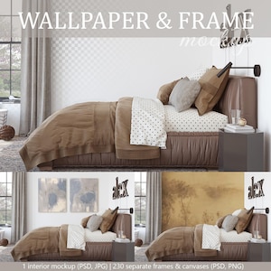 Teen Room Wall Mockup: Adjustable Frames & Canvases (PSD, JPG)