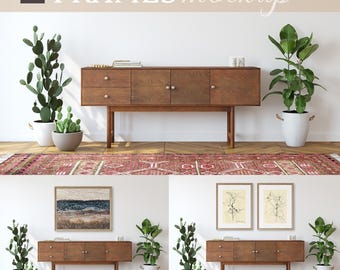 MIDCENTURY ENTRYWAY frame mockup | 6 PSD frames | Adjustable frames | Blank wall | Interior mockup