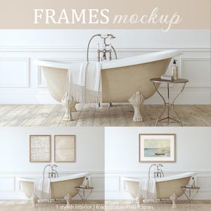 BATHROOM frame mockup | 6 PSD frames | Adjustable frames | Blank wall | Interior mockup
