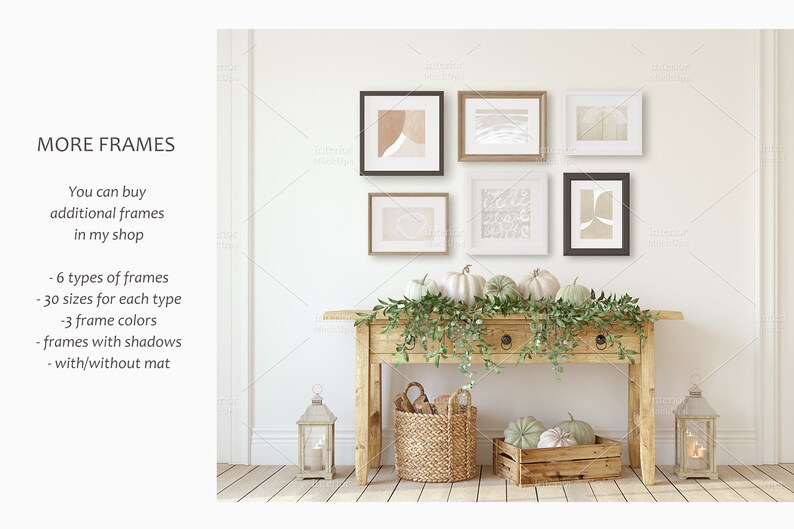 FALL DECOR Frame Mockup 6 PSD Frames Adjustable Frames Blank Wall