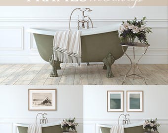 Bathroom Frame Mockup: 6 Adjustable PSD Frames (Digital File)