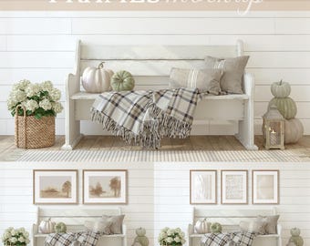 AUTUMN frames mockup | 6 PSD frames | Adjustable frames | Blank wall | Interior mockup