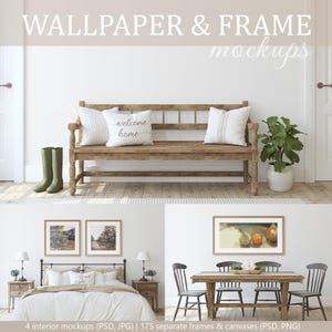 FARMHOUSE wall & frame mockups | Adjustable frames | Blank wall | Interior mockup