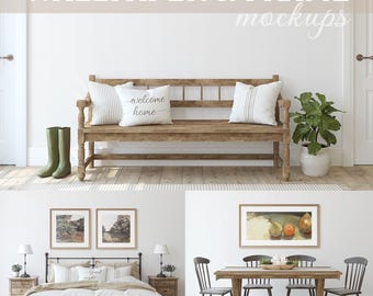 FARMHOUSE wall & frame mockups | Adjustable frames | Blank wall | Interior mockup