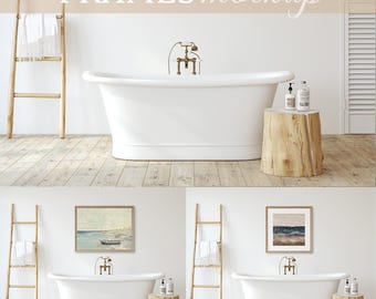 Bathroom Frame Mockup: 6 Adjustable PNG Frames (Digital File)