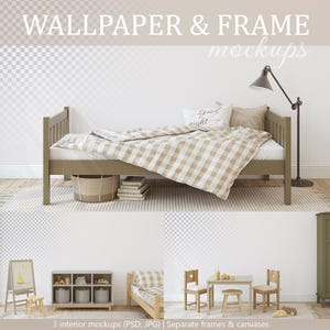 TODDLER ROOM wall & frame mockups | Adjustable frames | Blank wall | Interior mockup