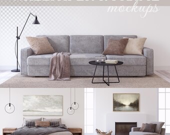 MODERN INTERIORS wall & frame mockups | Adjustable frames | Blank wall | Interior mockup