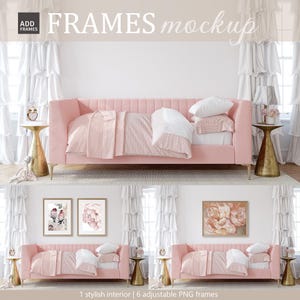 Teen Girl Room Frame Mockup: 6 Adjustable PSD Frames (Digital File)