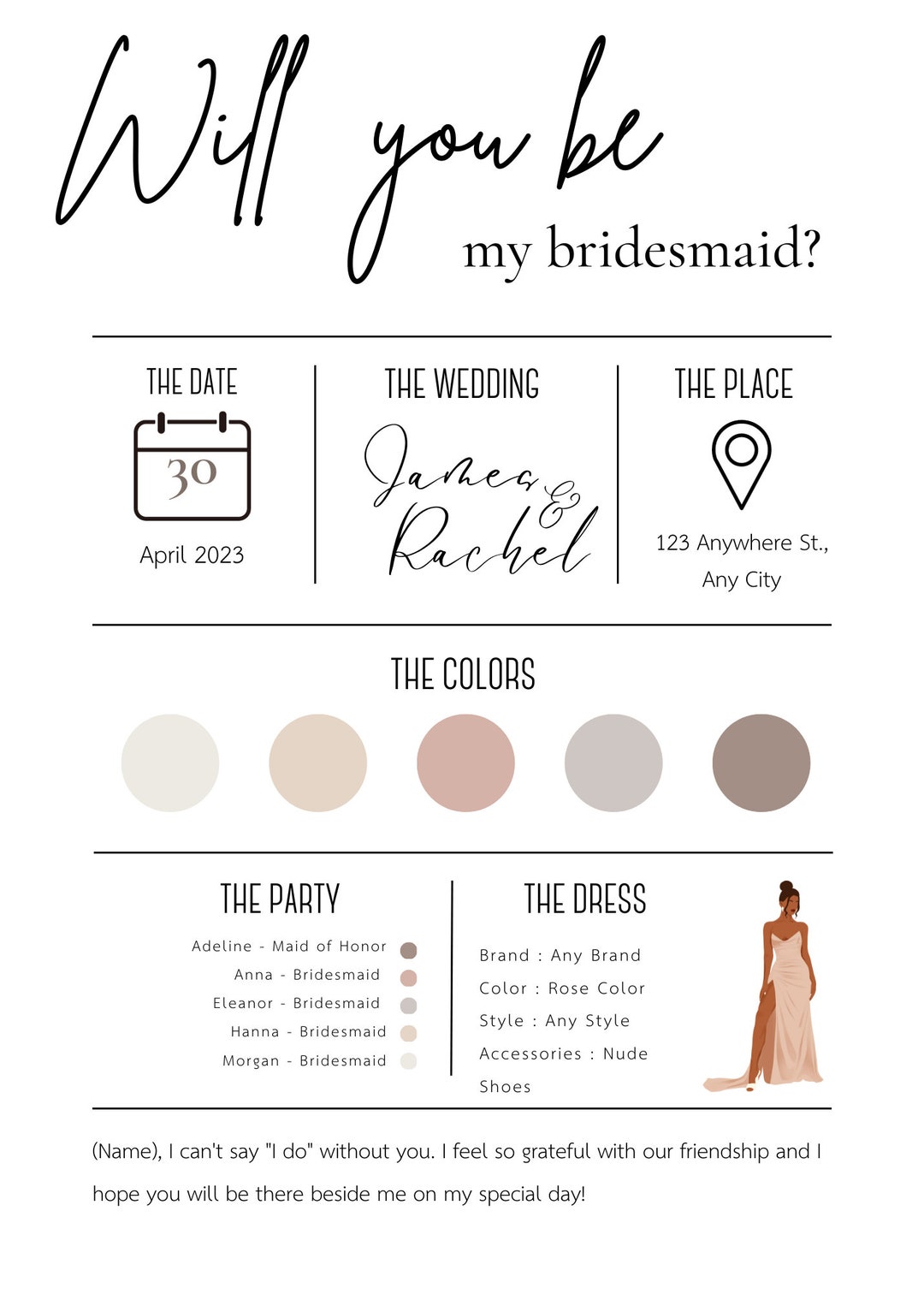 Bridesmaid Proposal Template - Etsy
