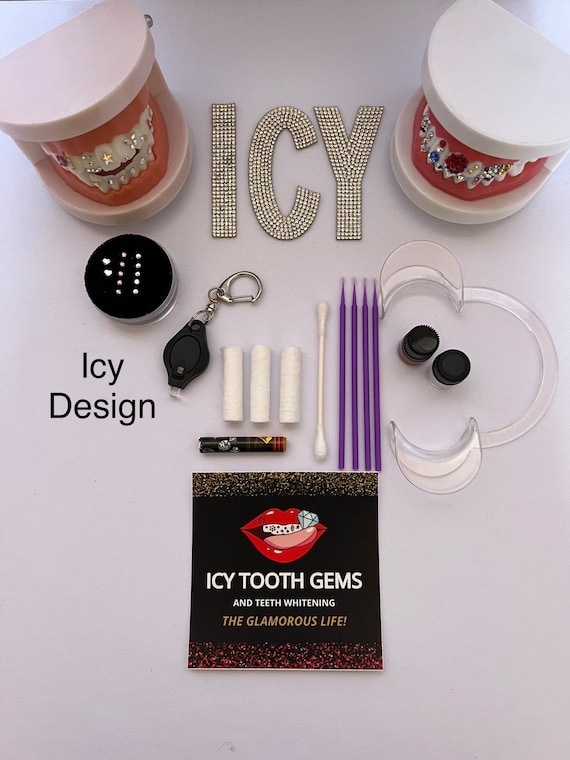 DIY Tooth Gem Kit icy, Dental Adhesive, Instructions, 10 Pcs, UV