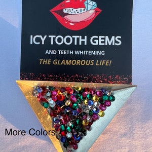 100pcs Lead-Free Tooth Gem Crystals – Clear & AB Colors, Flatback Rhinestones, DIY Tooth Jewelry Supplies, Non-Hotfix, Sparkle Smile Kit