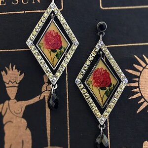 Crystal and Roses Deco Earrings
