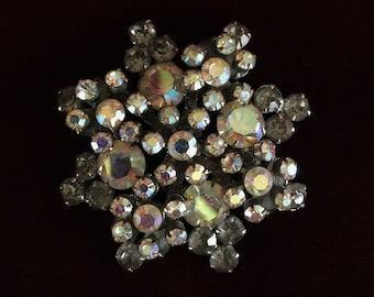 Vintage Aurora Borealis Snowflake Brooch