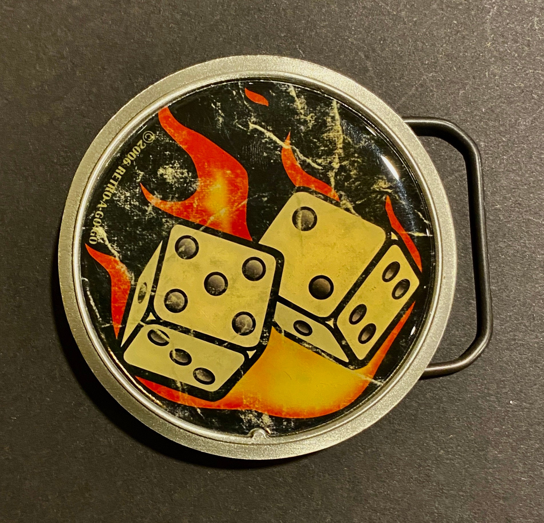 Flaming Dice Belt Buckle by Retro A Go - Go