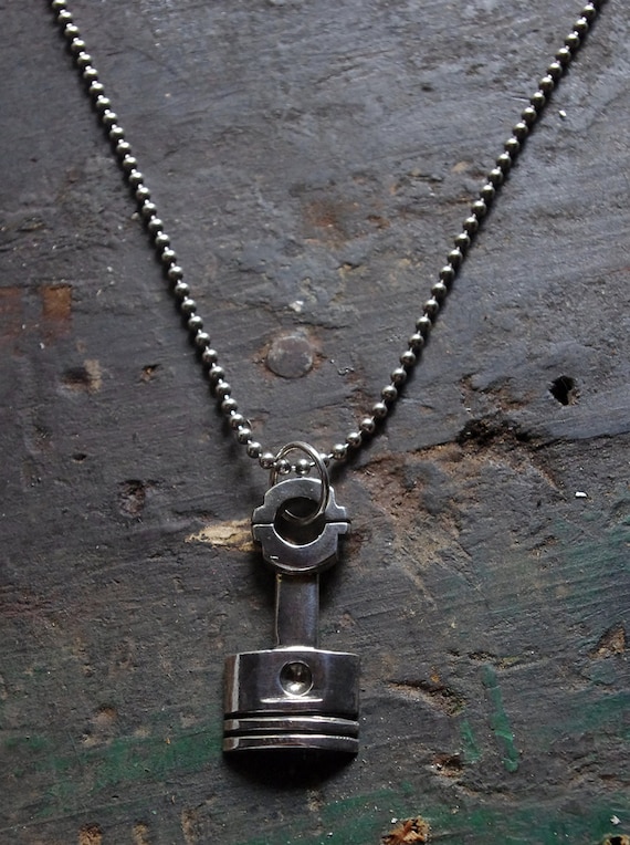 Sterling Silver Piston Necklace Etsy