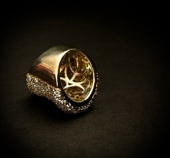 CZ Gold Plate Glam Cocktail Ring - image 4