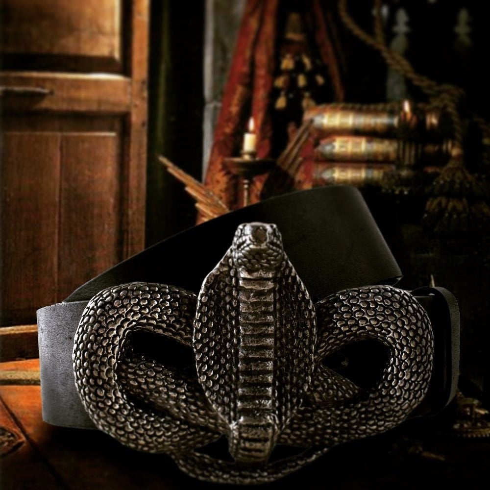 Cobra Snake Leather Belt + Buckle
