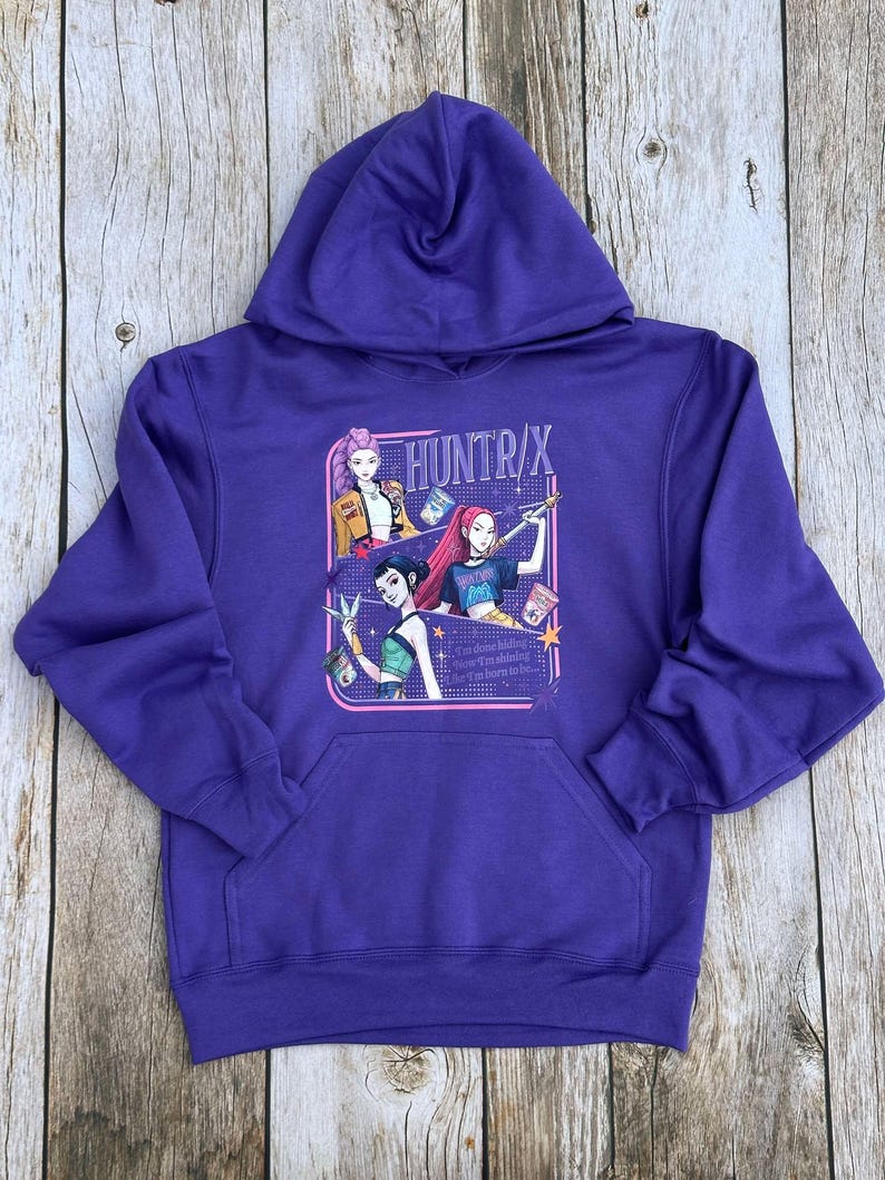 Sweat à Capuche Fille Style K-Pop Demons Hunters — Manches Longues, Imprimé Coloré Huntr/X — Tailles 2 à 14 Ans — Pour école, Cosplay, Quotidien - 5