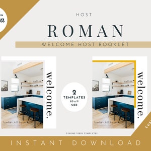 Host Welcome Booklet  | Roman | Airbnb VRBO Vacation Rentals Marketing | Host Branding | Canva Download | DIGITAL