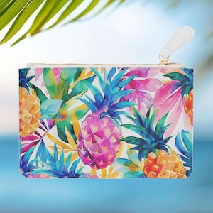 Mini pochette, borsa per cosmetici, motivo ananas, borsa per il trucco