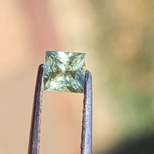 Faceted Montana Sapphire -  Patel Green Montana Sapphire - Montana Sapphire - Princess cut Sapphire - .63Ct Sapphire - 4.25 mm - C7-2