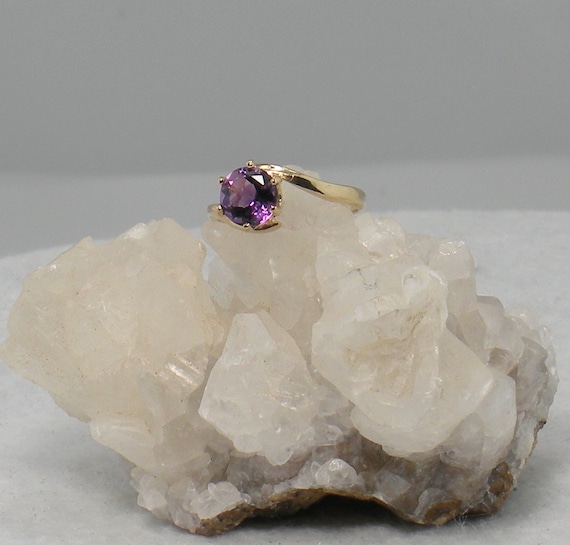 Purple Amethyst Ring - 14 kt Gold Ring - Amethyst… - image 2