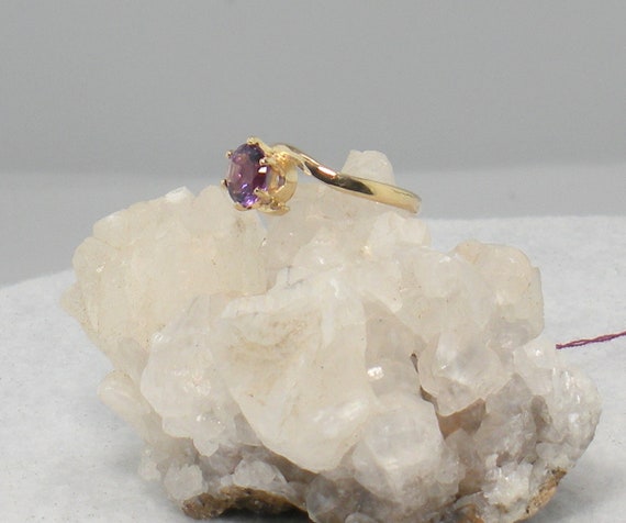 Purple Amethyst Ring - 14 kt Gold Ring - Amethyst… - image 4