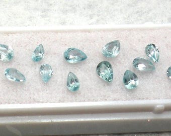 Blue Zircon Teardops - Pears, Lot of 12, 4.6TCW - A24-B